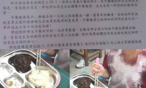 校園午餐被家長PO網　校方發紙條向家長道歉